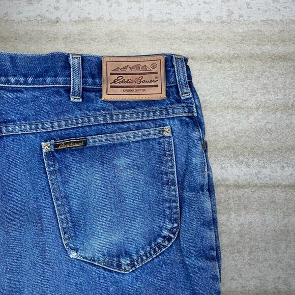 Vintage 90s Eddie Bauer Jeans 40x28 Regular Straight Leg Fit Dark Wash - Picture 3 of 6